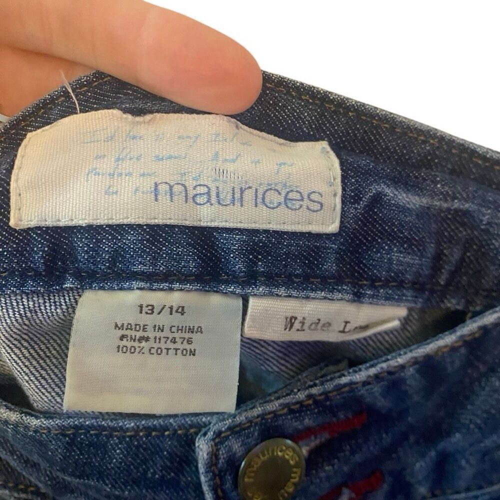 Maurice’s wide leg size 13/14 low rise distressed jeans 100% cotton - Picture 2 of 5